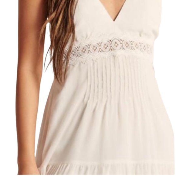 NWT Abercrombie & Fitch - Lace Trim Ivory Mini Dress - Size: Medium - Picture 2 of 16